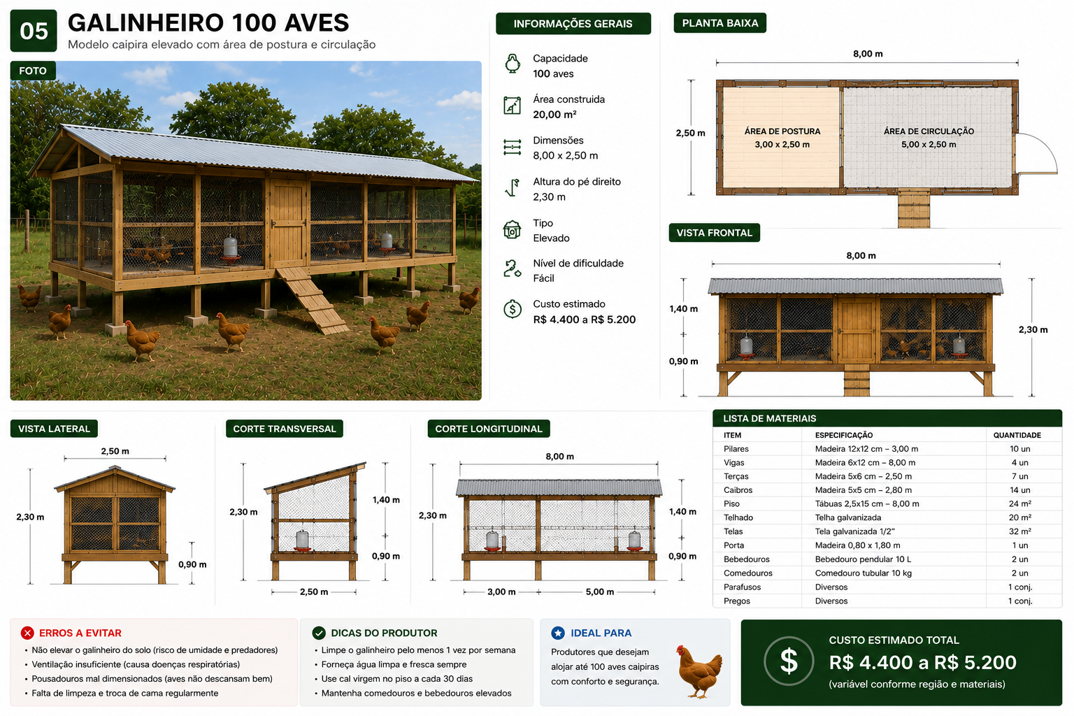 Galinheiro 100 Aves